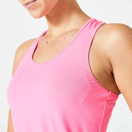 Moteriški kardiotreniruočių ir kūno rengybos berankoviai marškinėliai atvira nugara „My Top“, rožiniai