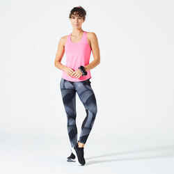 Women's phone pocket fitness high-waisted leggings, grey print