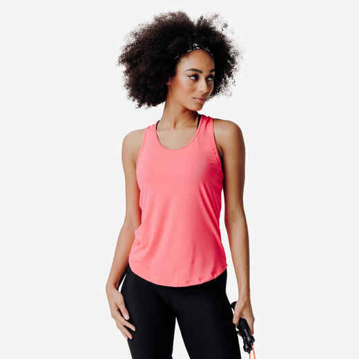 
      Sieviešu sporta muguras kardiofitnesa bezpiedurkņu krekls “My Top”, rozā
  