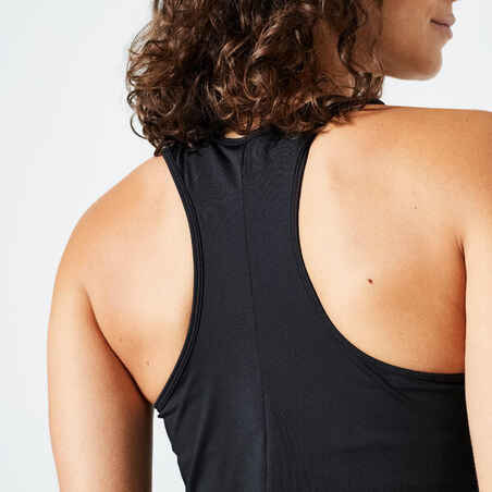 Moteriški berankoviai marškinėliai kardiotreniruotėms „My Top“, juodi