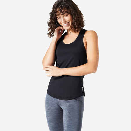 Γυναικείο αμάνικο μπλουζάκι με αθλητική πλάτη My Top για cardio fitness - Μαύρο