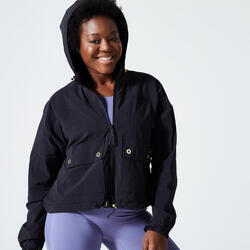 Chaqueta Fitness Negro Amplia Capucha