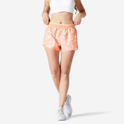 Women's Cardio Fitness Loose Shorts - Orange Print