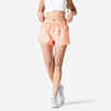 Kratke hlače za kardiofitnes široke ženske narančaste s uzorkom