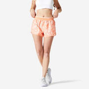 Pantalon scurt 100 Fitness Cardio Portocaliu cu imprimeu Damă