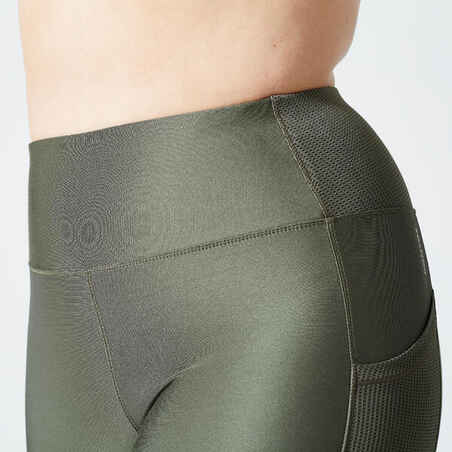 Women's phone pocket fitness high-waisted leggings, olive green