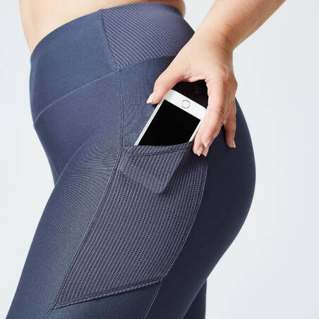 Women's phone pocket fitness high-waisted leggings, dark grey