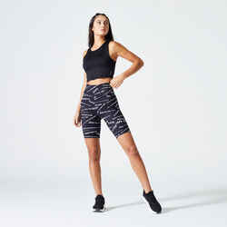 Women's Cardio Fitness High-Waisted Bike Shorts - Print