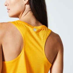 Women's Loose Bimaterial Fitness Cardio Short Tank Top - Orange Print