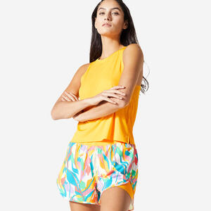 Camiseta fitness tirantes holgada Mujer Domyos My Paradise naranja
