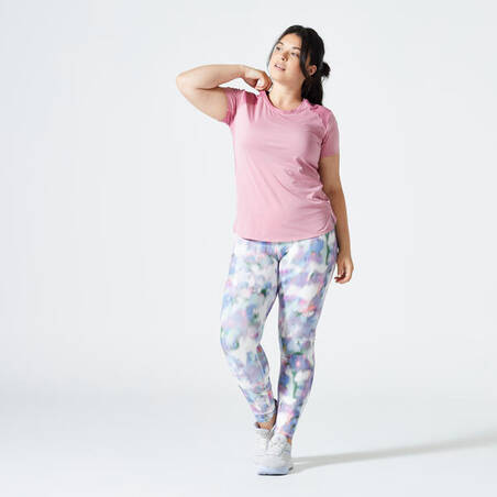T-Shirt Fitnes Wanita Potongan Pas Badan - Pink