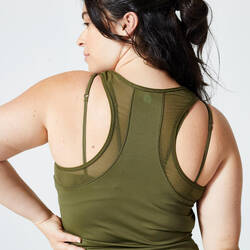 Women's Cardio Fitness Muscle Back Tank Top - Khaki