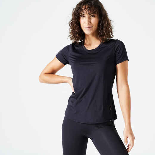 
      T-Shirt tailliert Fitness Damen - schwarz
  