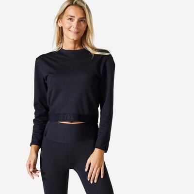 Korte fitnesssweater met lange mouwen