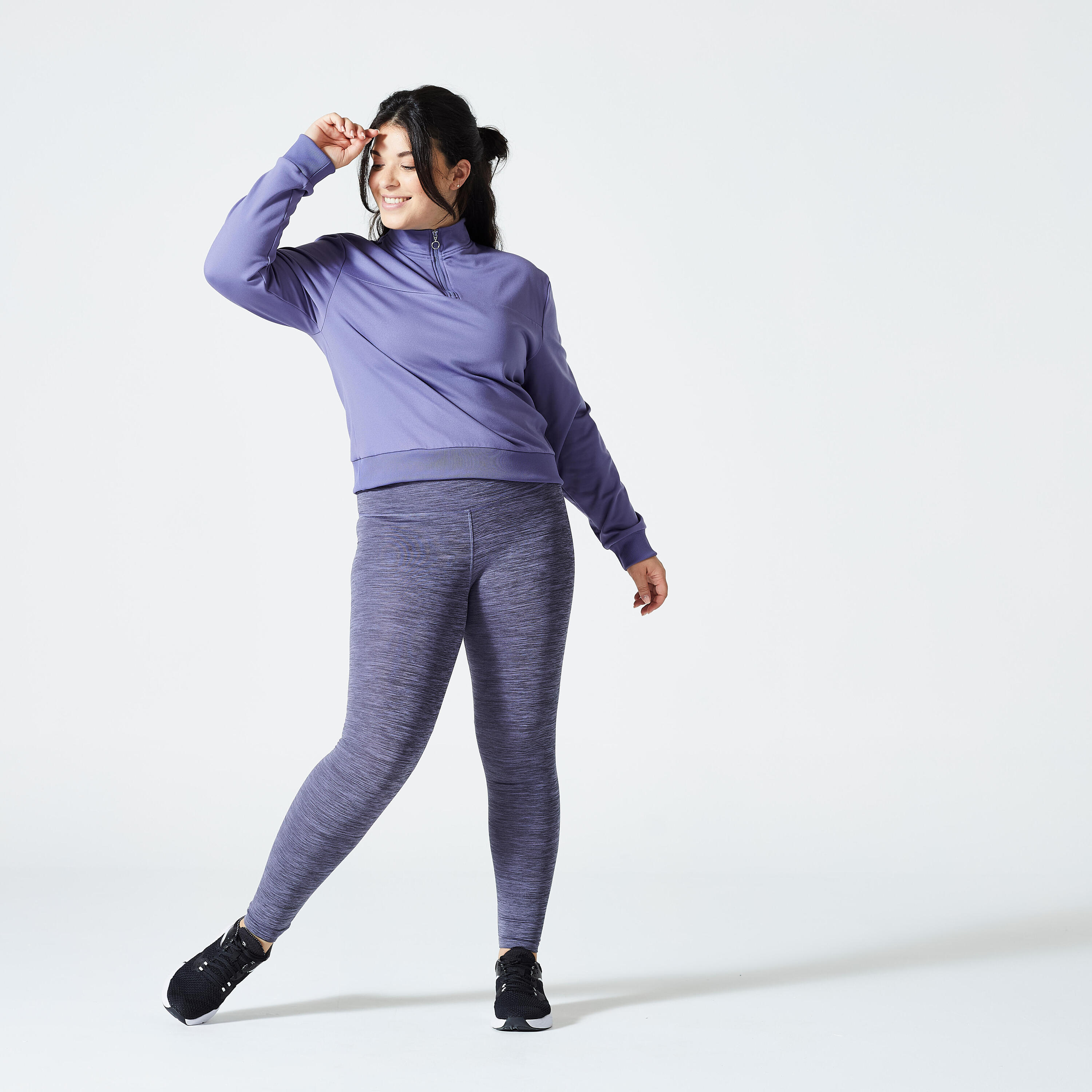 Women's Cropped Long-Sleeved Fitness Cardio Sweatshirt - Purple 2/4