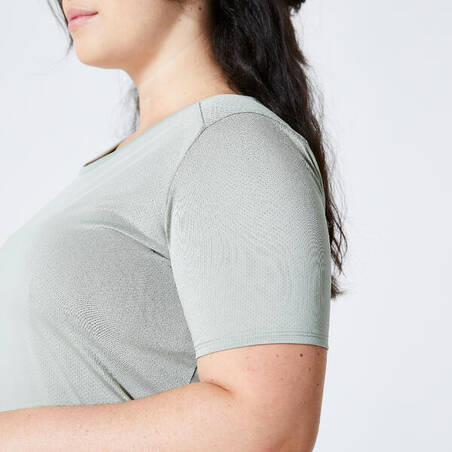 T-shirt cintré col rond Fitness Cardio Femme Vert