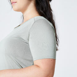 T-Shirt Cintré Fitness Cardio Femme - Vert Sauge
