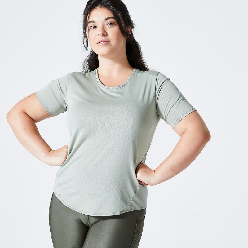 T-shirt donna fitness 120 slim traspirante verde