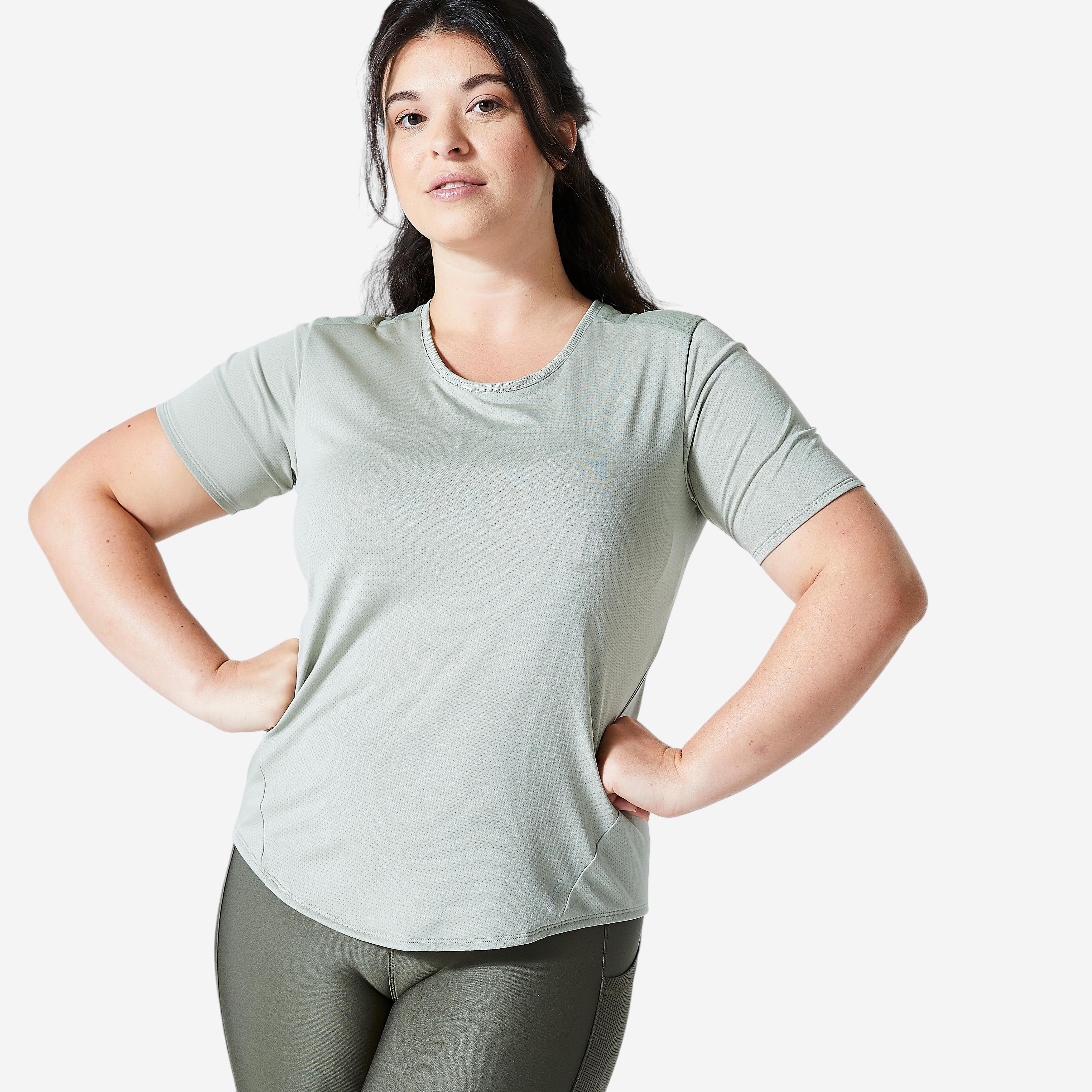 T Shirt Cintr Fitness Cardio Femme Vert Sauge Decathlon Tunisie