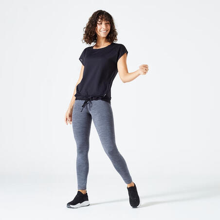 T-shirt ample Col rond Fitness Cardio Femme Gris chiné et Noir - Maroc, achat en ligne