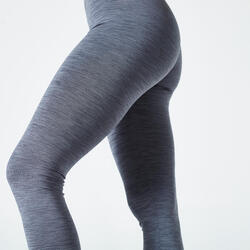 Legging taille haute Fitness Cardio Femme Gris Chiné