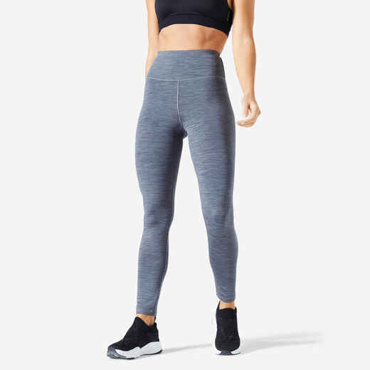 
      Leggings de fitness y cardio de tiro alto gris jaspeado para mujer FTI 100
  