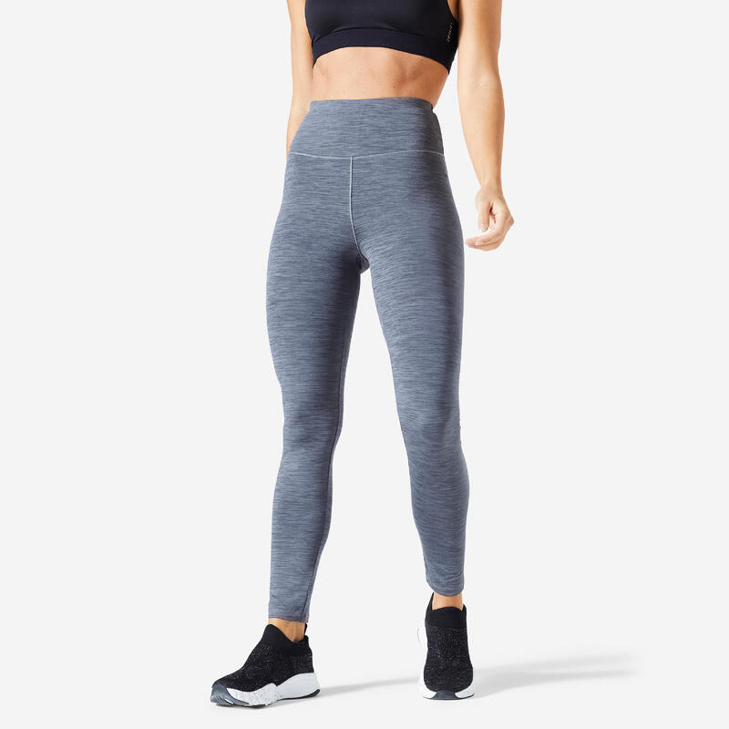 Dameslegging voor cardiofitness hoge taille gemêleerd grijs