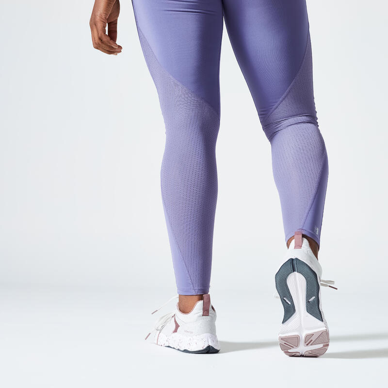 Legging taille haute gainant Fitness Cardio Femme Violet