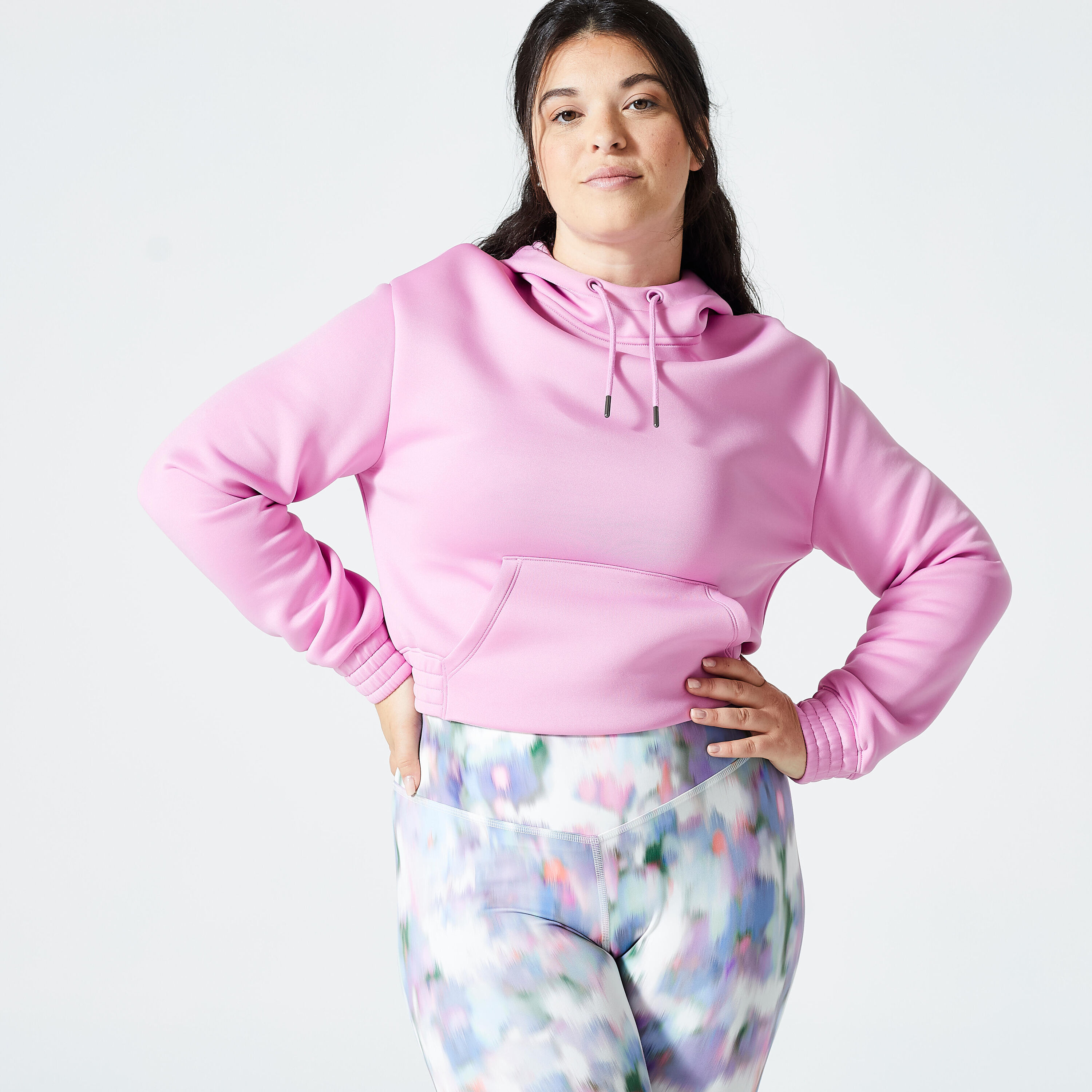 DOMYOS Fitness Cardio Cropped Hoodie - Pink