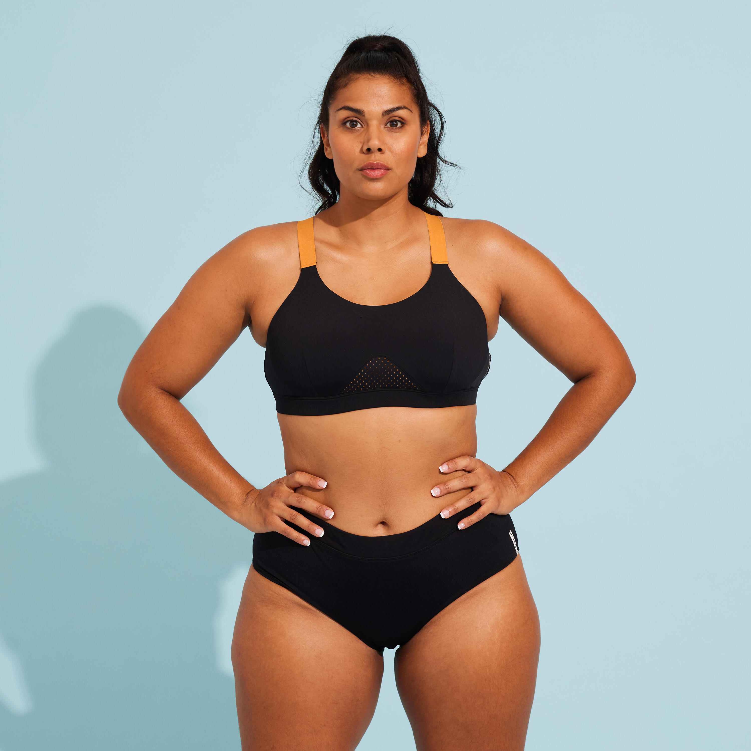 NABAIJI Top bikini Mujer aquagym negro ocre