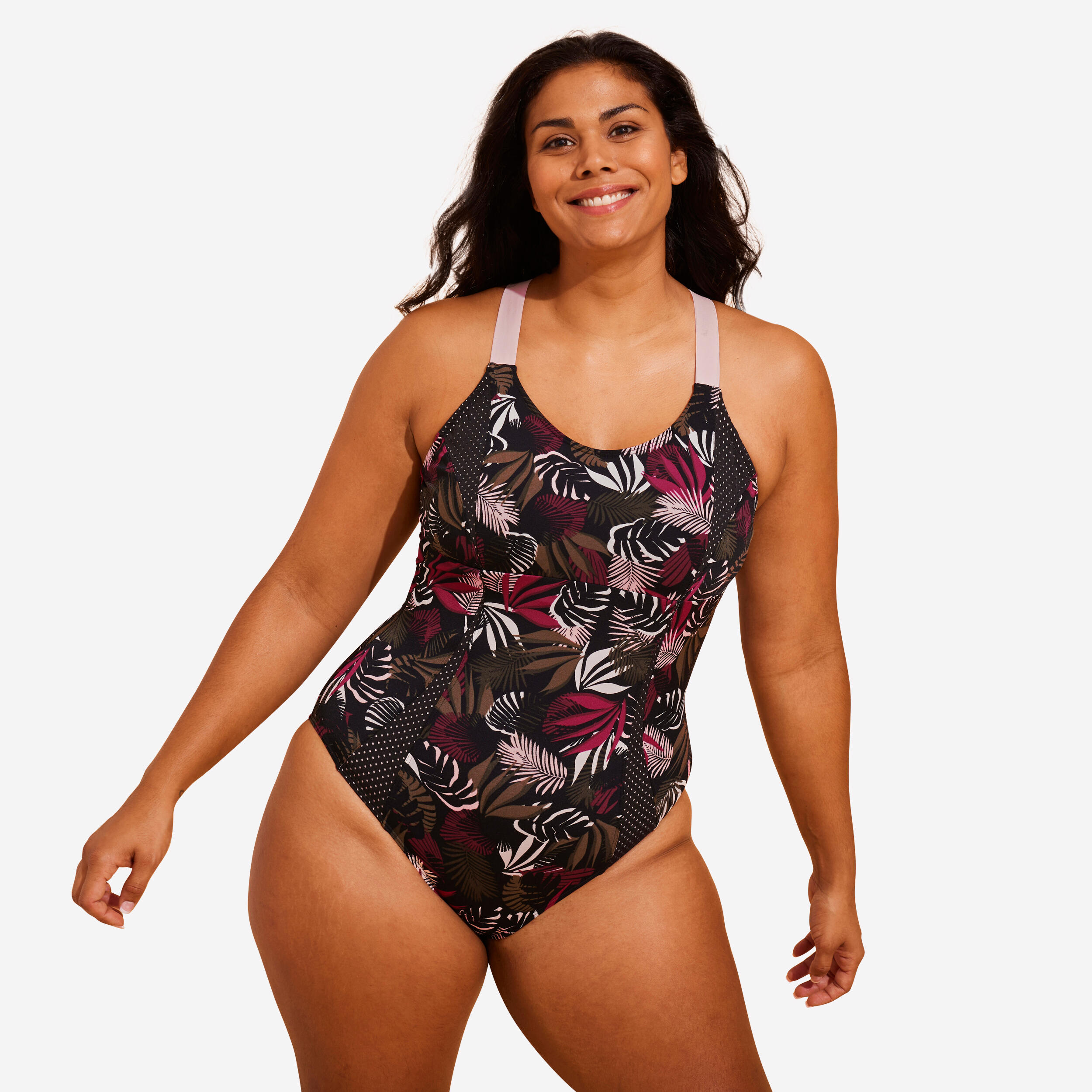 Women's 1-Piece Swimsuit - Elea Saf Black/Pink/Green - NABAIJI
