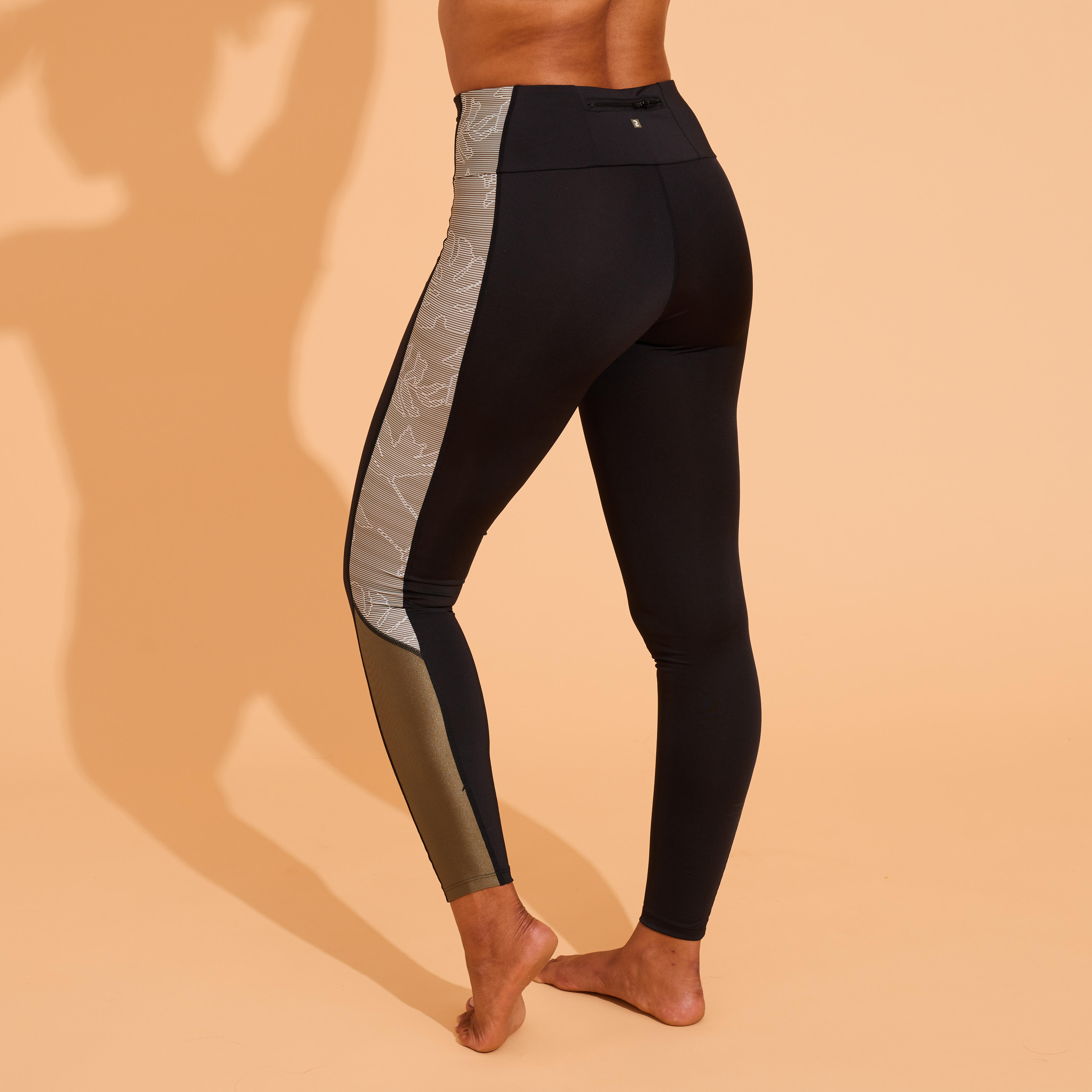 BAS DE MAILLOT DE BAIN LEGGING AQUAGYM AQUABIKE FEMME NOIR IMPRIME