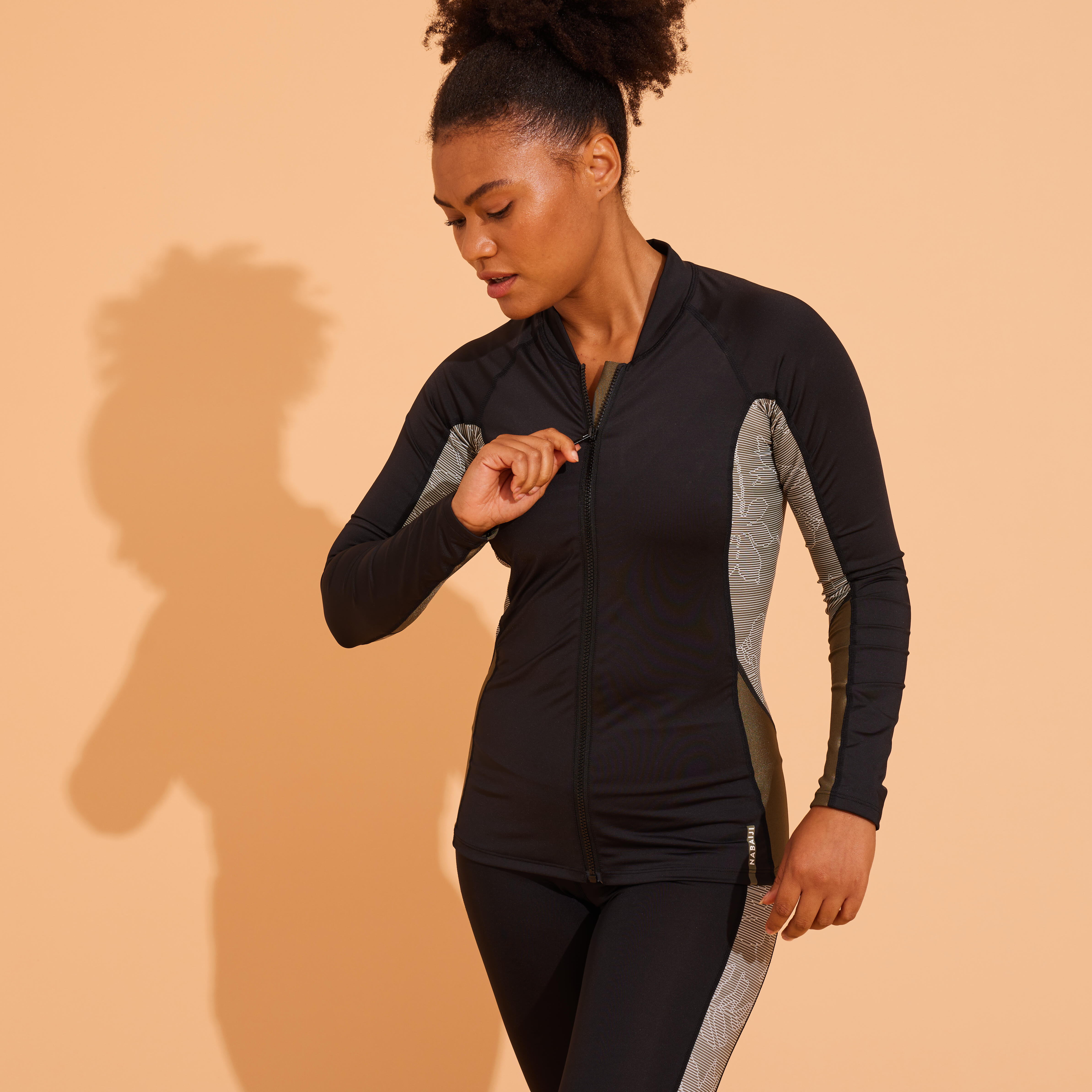 Women Long Sleeve Swimsuit Top Full Zip