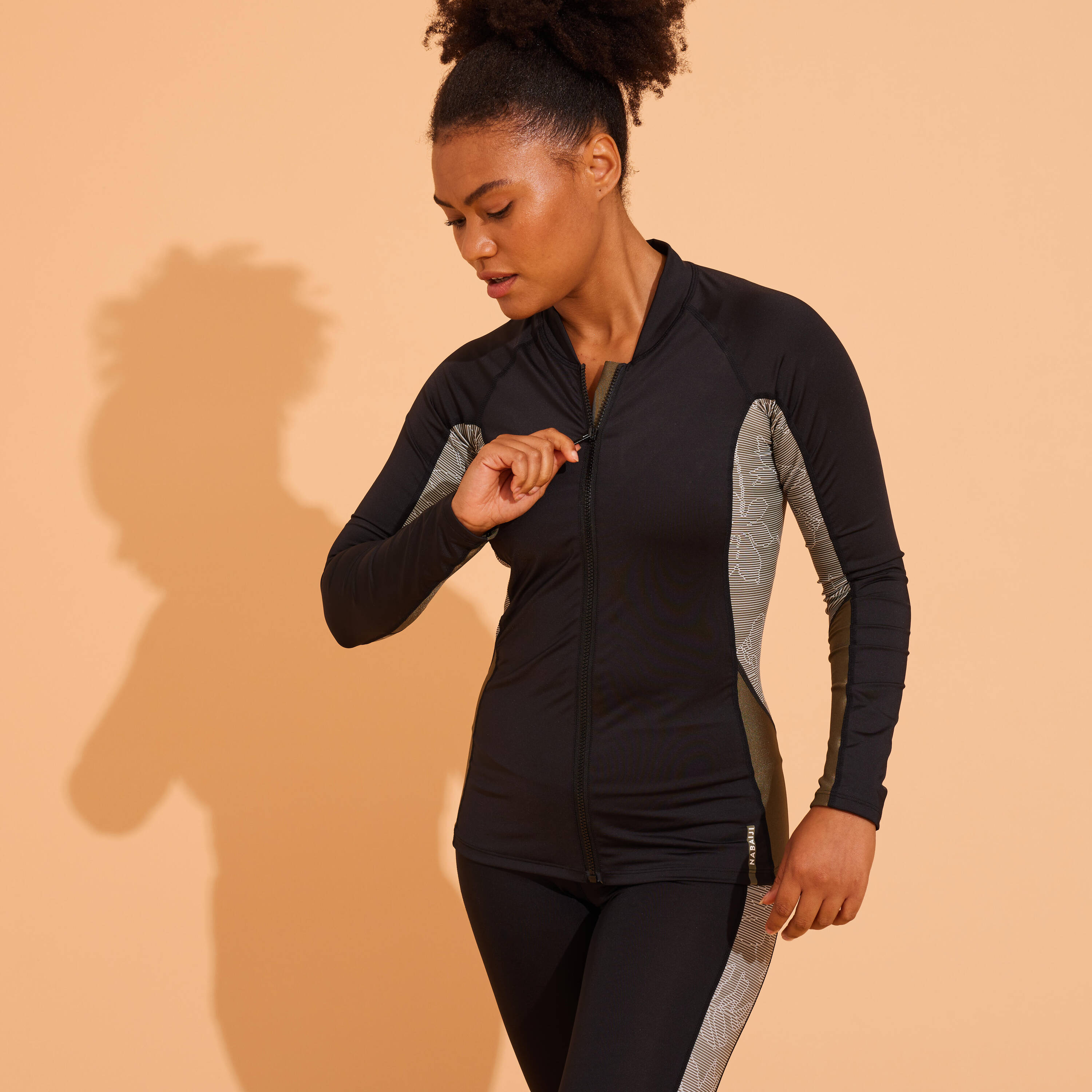 Women Long Sleeve Swimsuit Top Full Zip -  2
