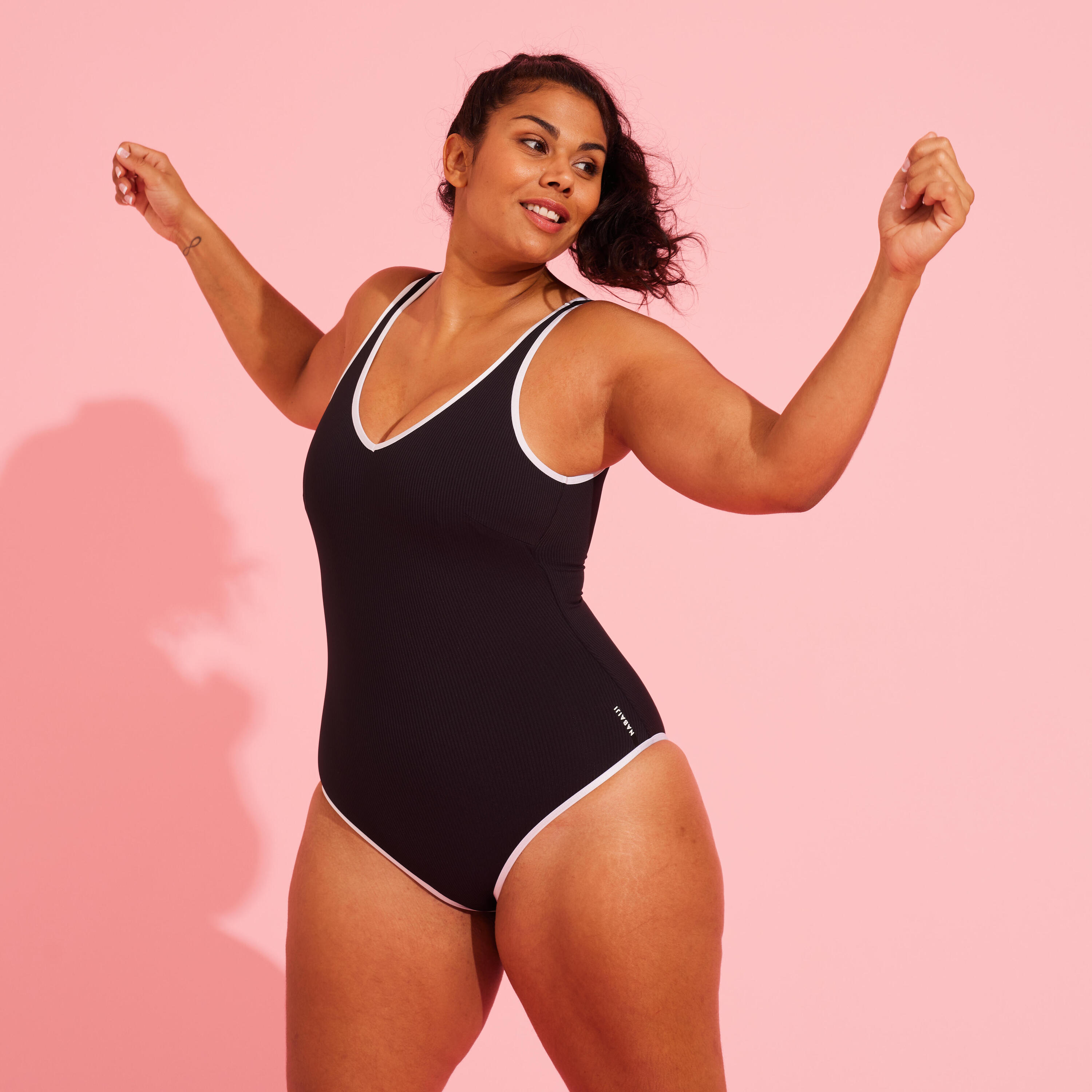 Women's Aquagym 1-piece Swimsuit Ines - Black 5/16