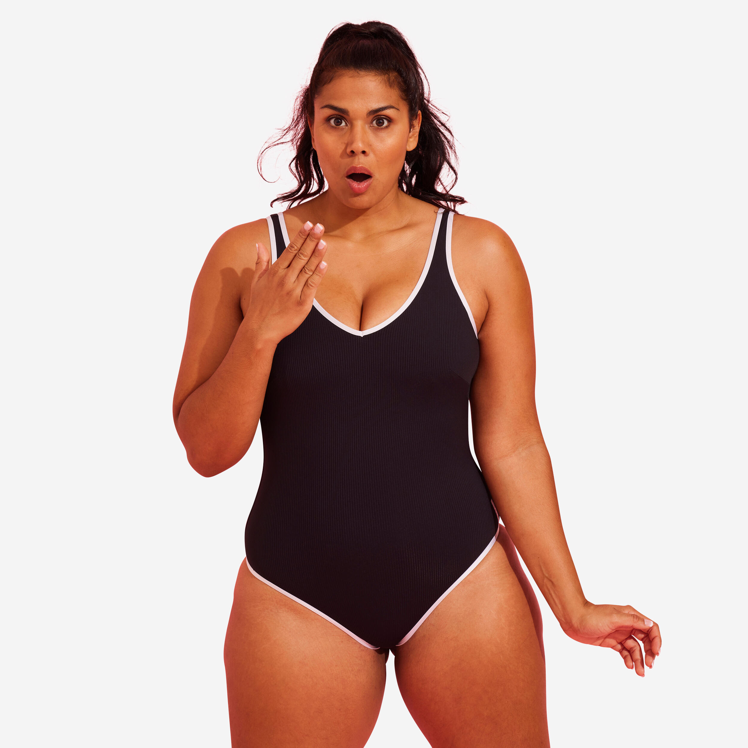 Women's 1-piece aquagym swimsuit Ines black