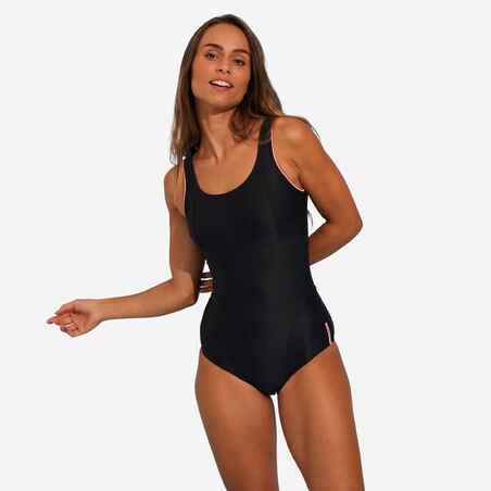 Jednodijelni kupaći kostim za aquafitness Doli ženski crno-ružičasti