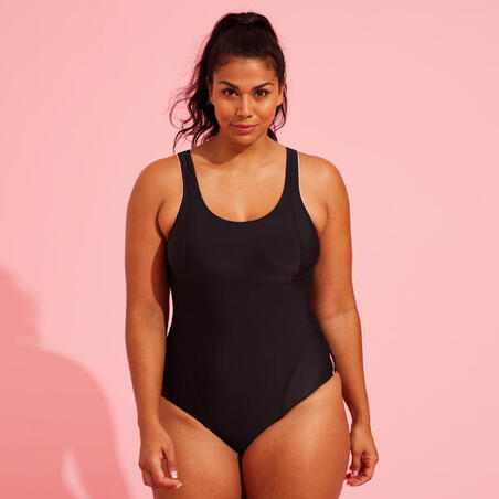 Ženski jednodelni kupaći za aquafitness Doli-crno/roza