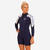 Shorty néoprène manches longues femme longe côte 3/2mm bleu foncé