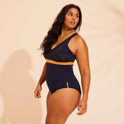 Women's Aquafit 1-piece Swimsuit Mia Dif - Dark Blue Cup size D/E