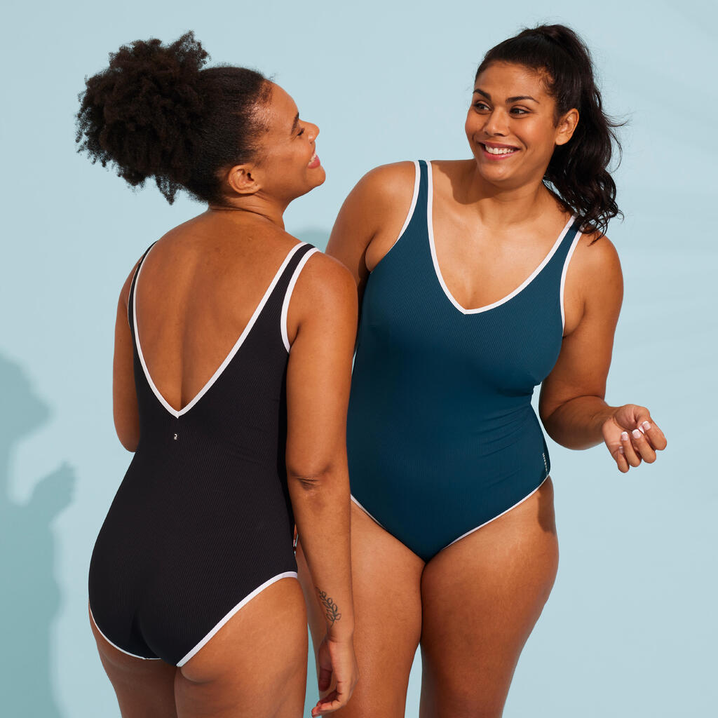 Jednodijelni kupaći kostim za aquafitnes Ines ženski plavo-bijeli