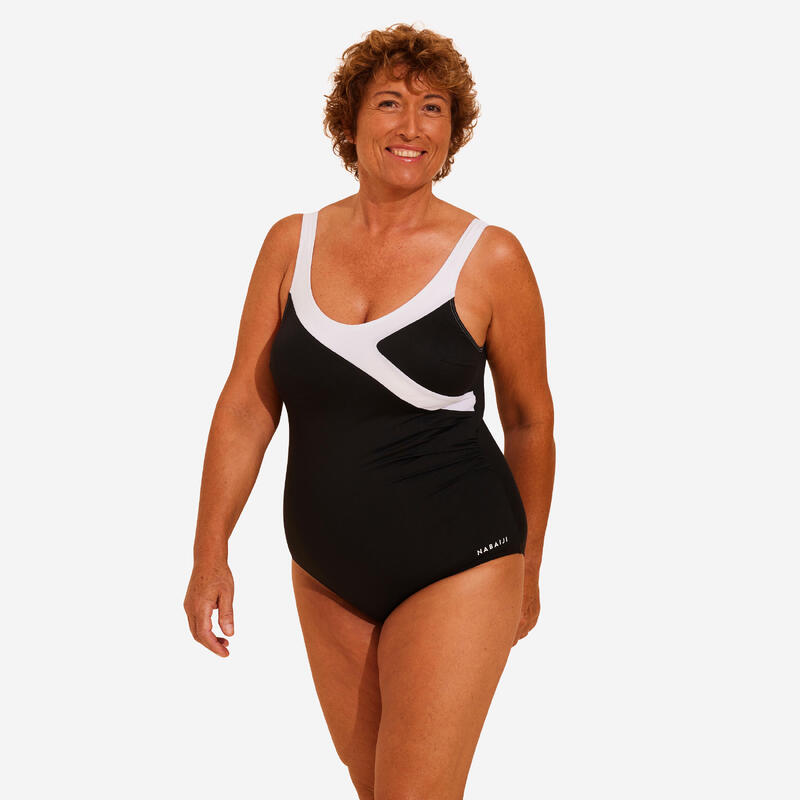 Costume intero donna KARLI nero-bianco per aquagym