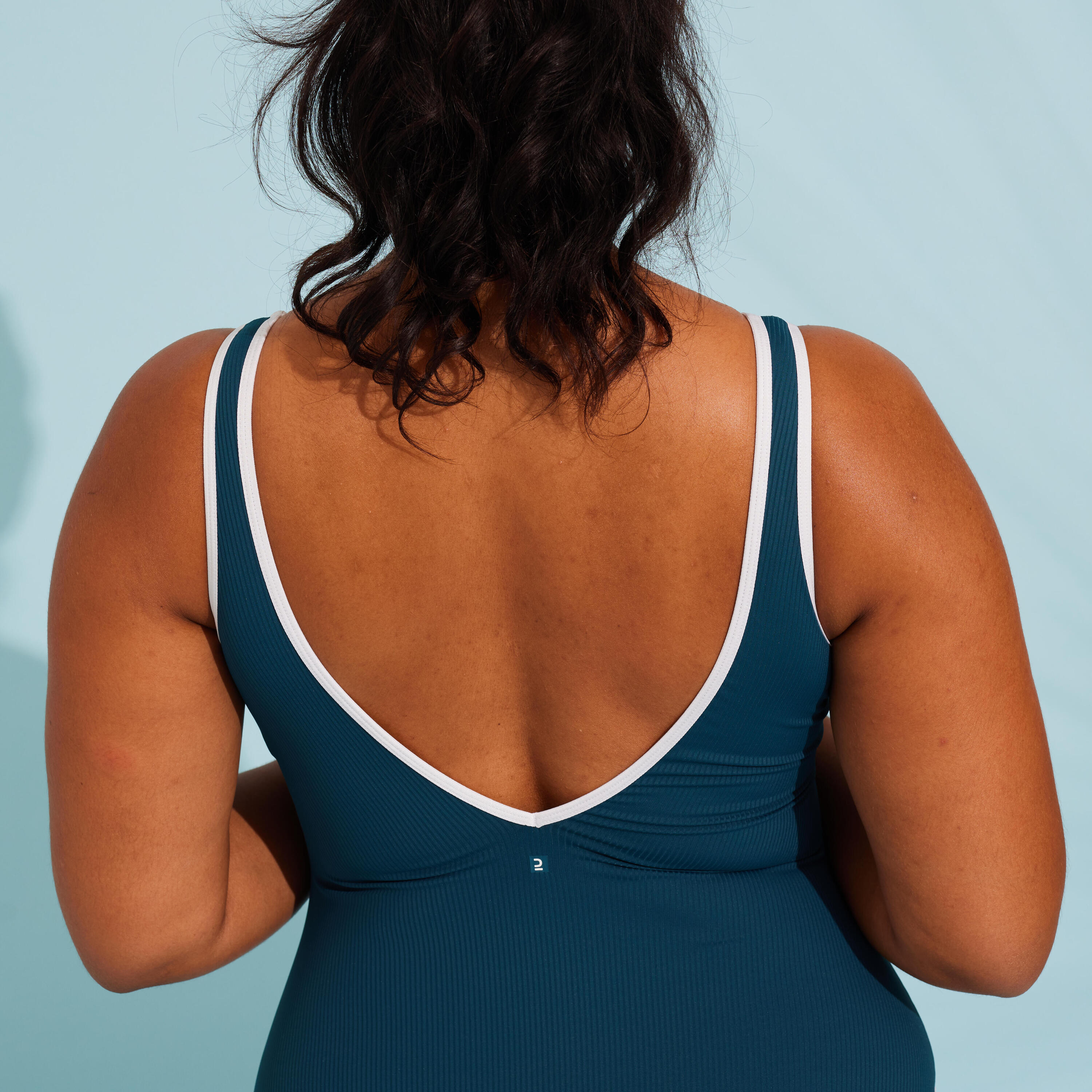 Badeanzug Damen Aquagym - Ines blau/weiß  9/20