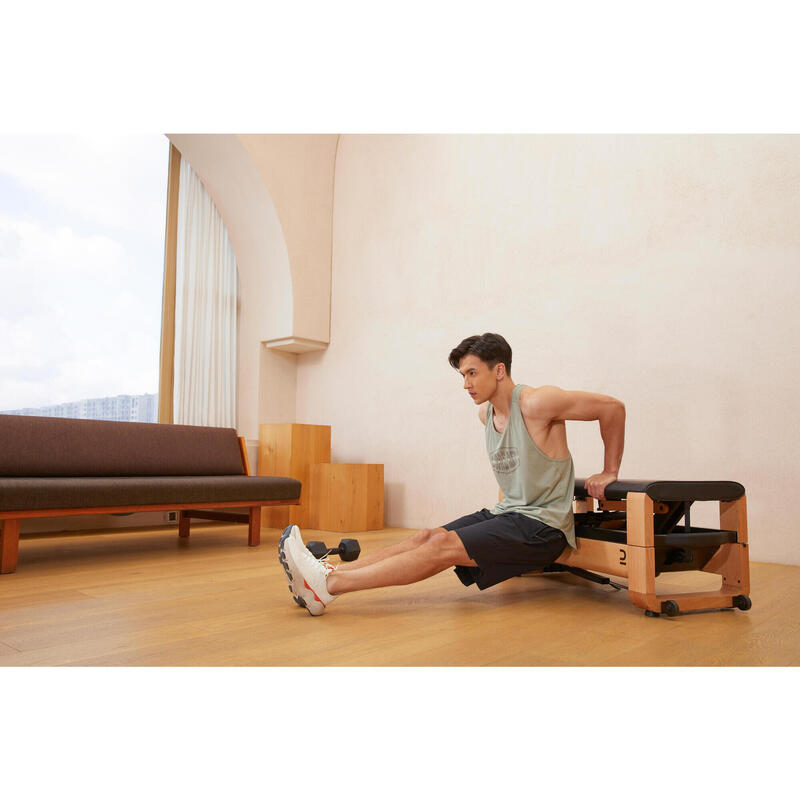 Self-Powered Folding Wooden Bench and Rowing Machine
