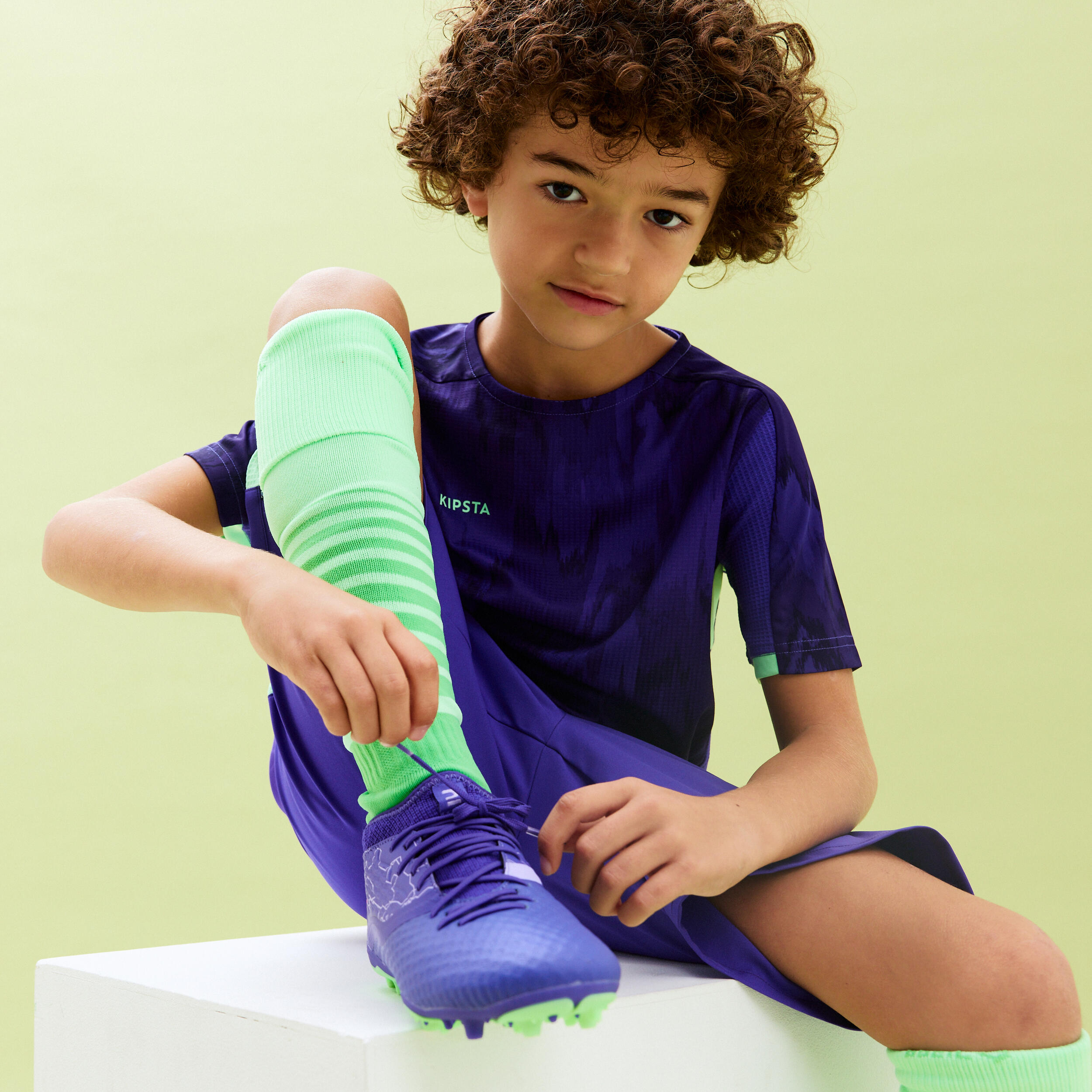 Kids' Football Shorts Viralto - Alpha Purple/Water Green 11/14