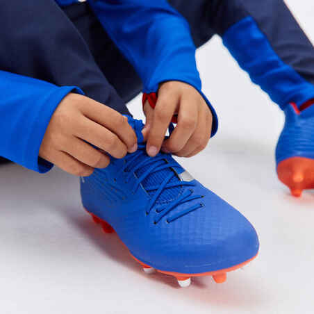 Kids' Lace-Up Football Boots Viralto III FG - Blue/Orange