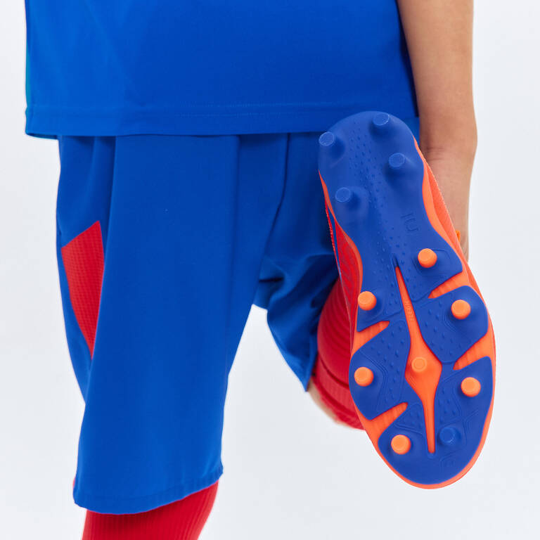 Kids' Lace-Up Football Boots Viralto I FG - Orange/Blue