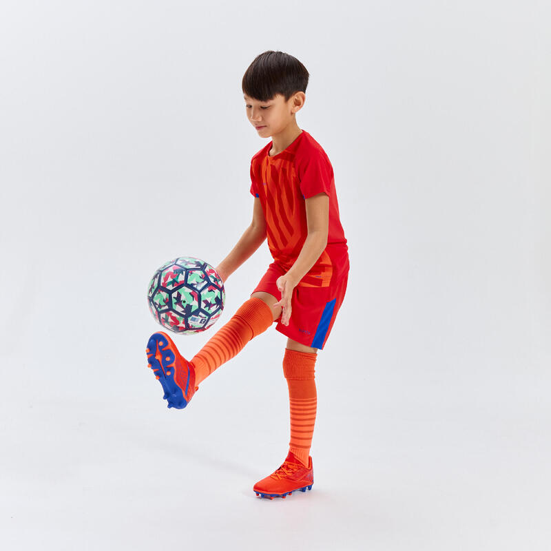 Chaussettes de football enfant VIRALTO CLUB JR rayées rouge