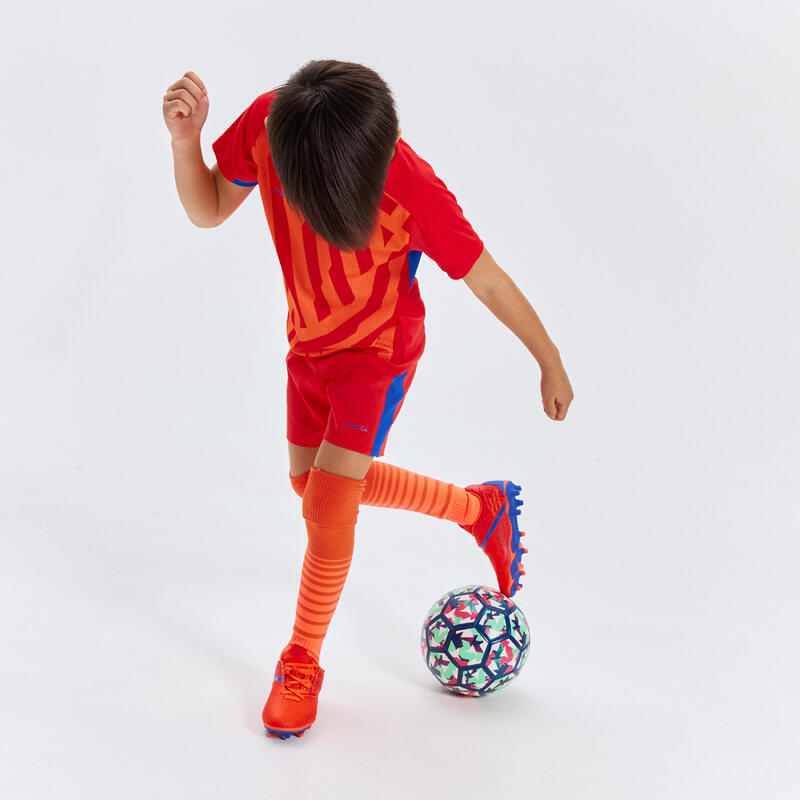 Chaussettes de football enfant VIRALTO CLUB JR rayées rouge