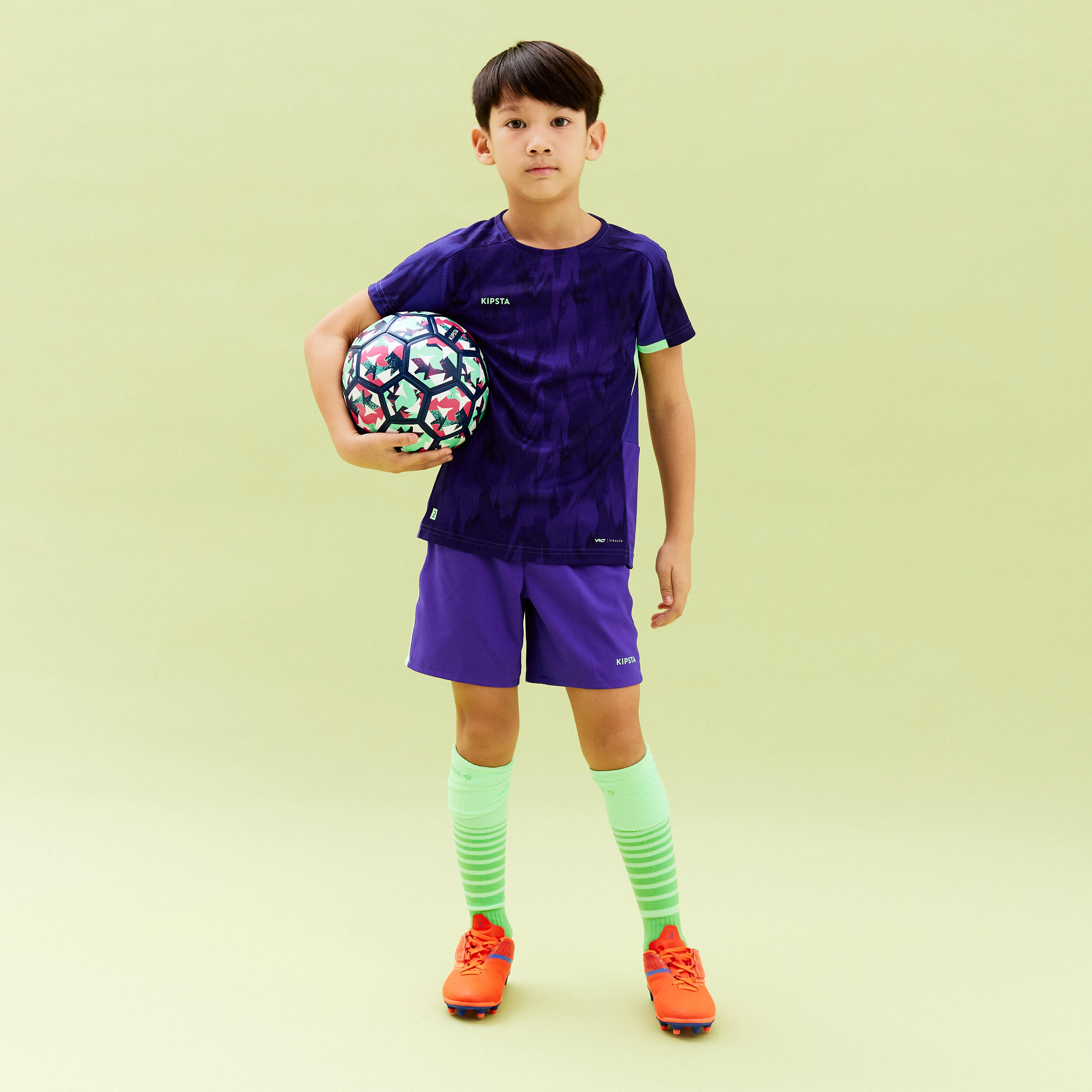 Kids' Football Shorts Viralto - Alpha Purple/Water Green 14/14